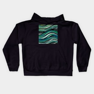 Makin’ Earthy Water Waves | Digital Pattern | Bold Blue, Green and Teal Kids Hoodie